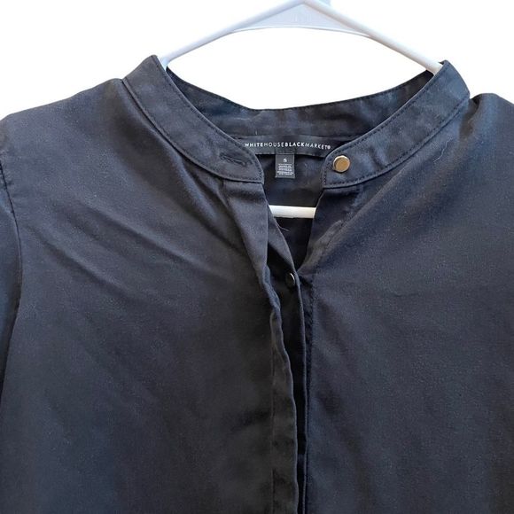 WHITE HOUSE BLACK MARKET Ruched Sleeve Denim Shirt Size Small - Picture 10 of 11